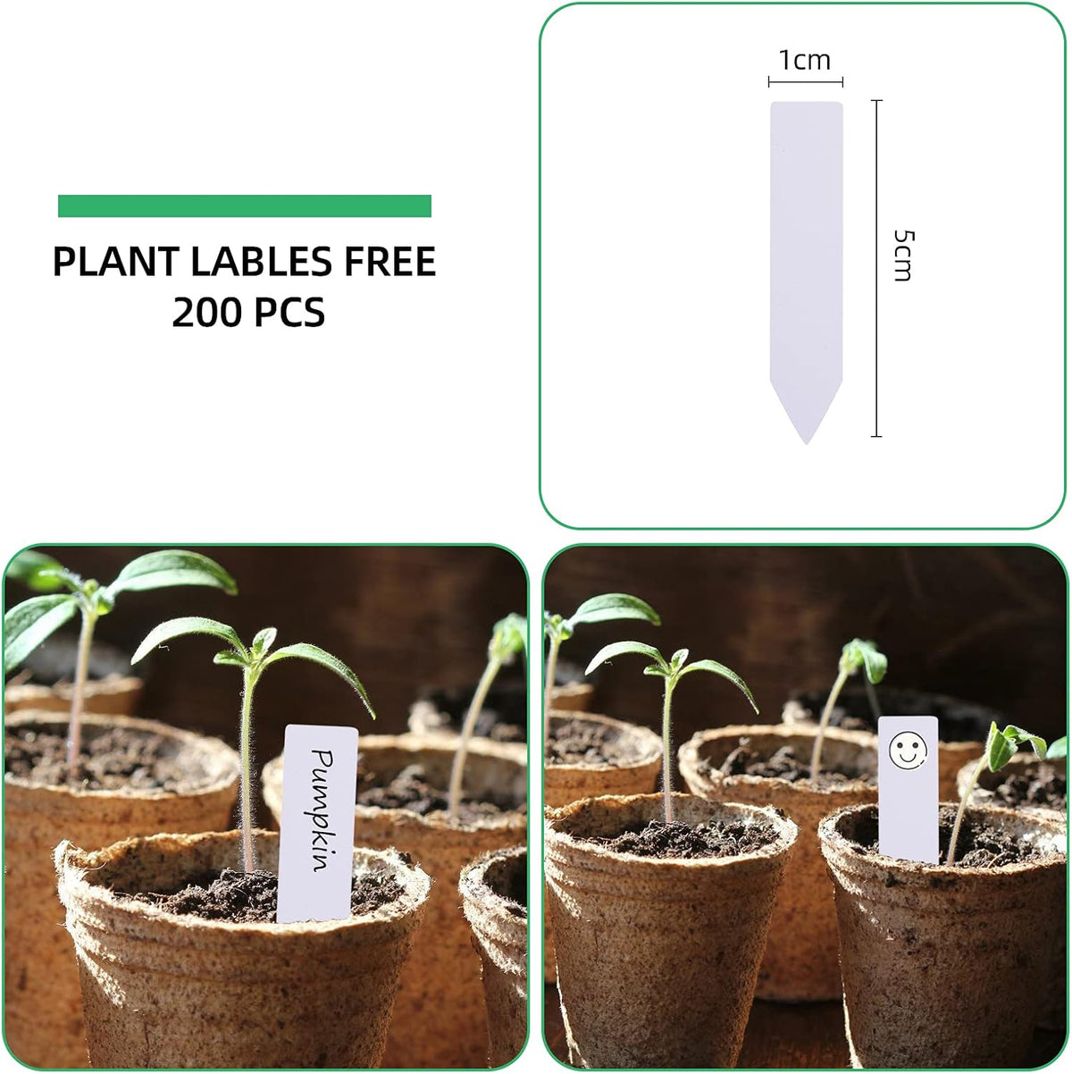 JERIA 200-Pack 3.15 Inch Peat Pots for Seedling with 200 Pcs Plant Labels,Outdoor Garden