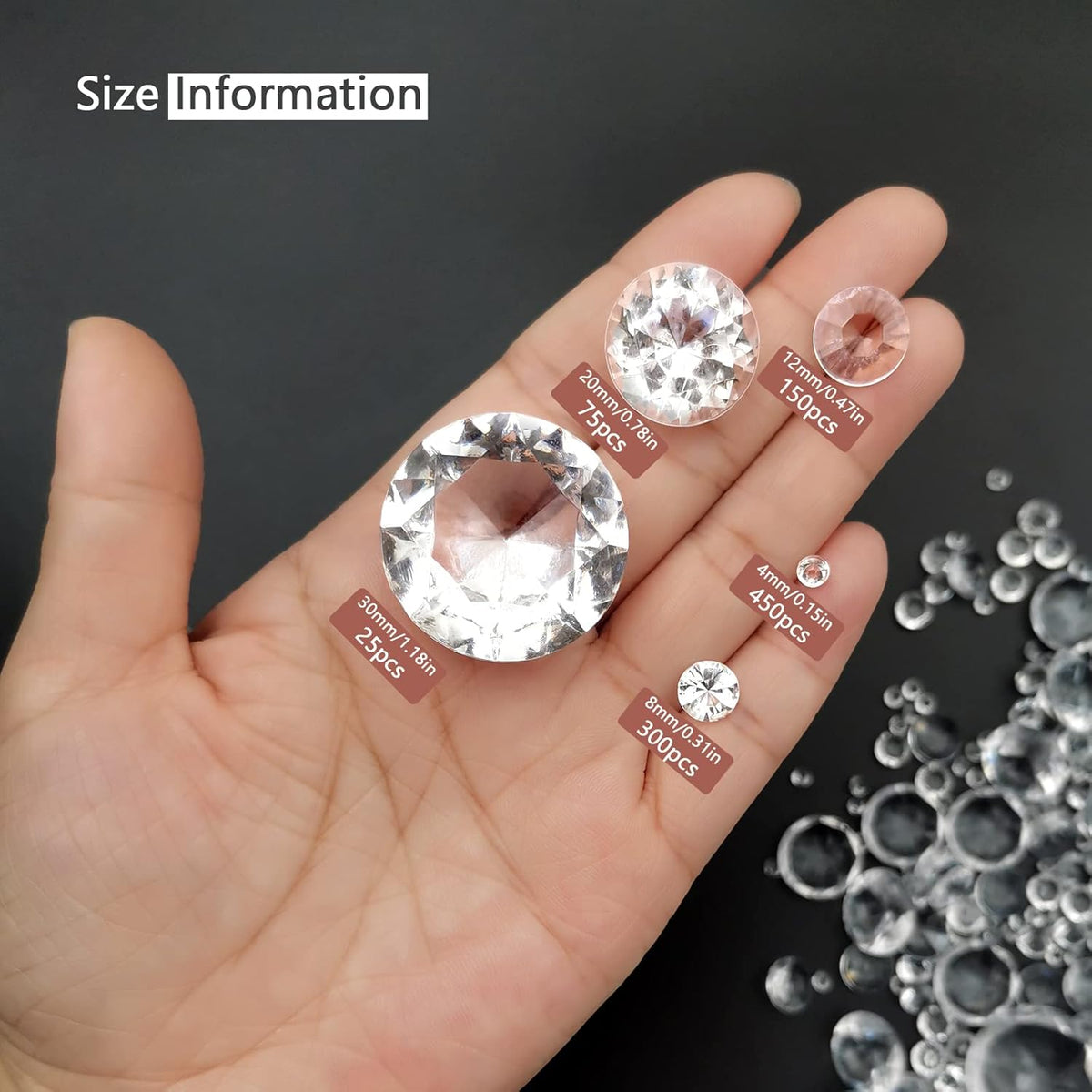 1000 pcs Acrylic Diamond Gems, Clear Acrylic Diamonds Decorations Faux Diamonds Table Scattering