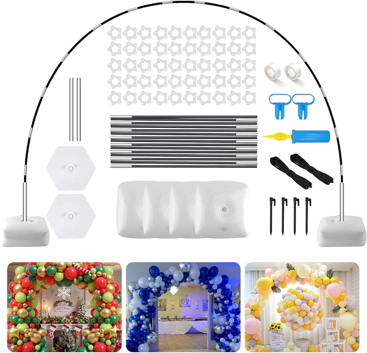 Paready Black Balloon Arch Stand Kit, Adjustable Balloon Arch Stands for Floor Garden Arbors