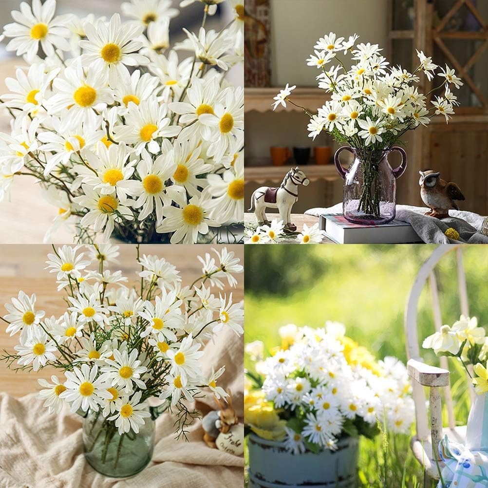 AmyHomie Artificial Flowers,10 pcs Silk Daisy, Artificial Gerber Daisy for Home Decoration, Fake