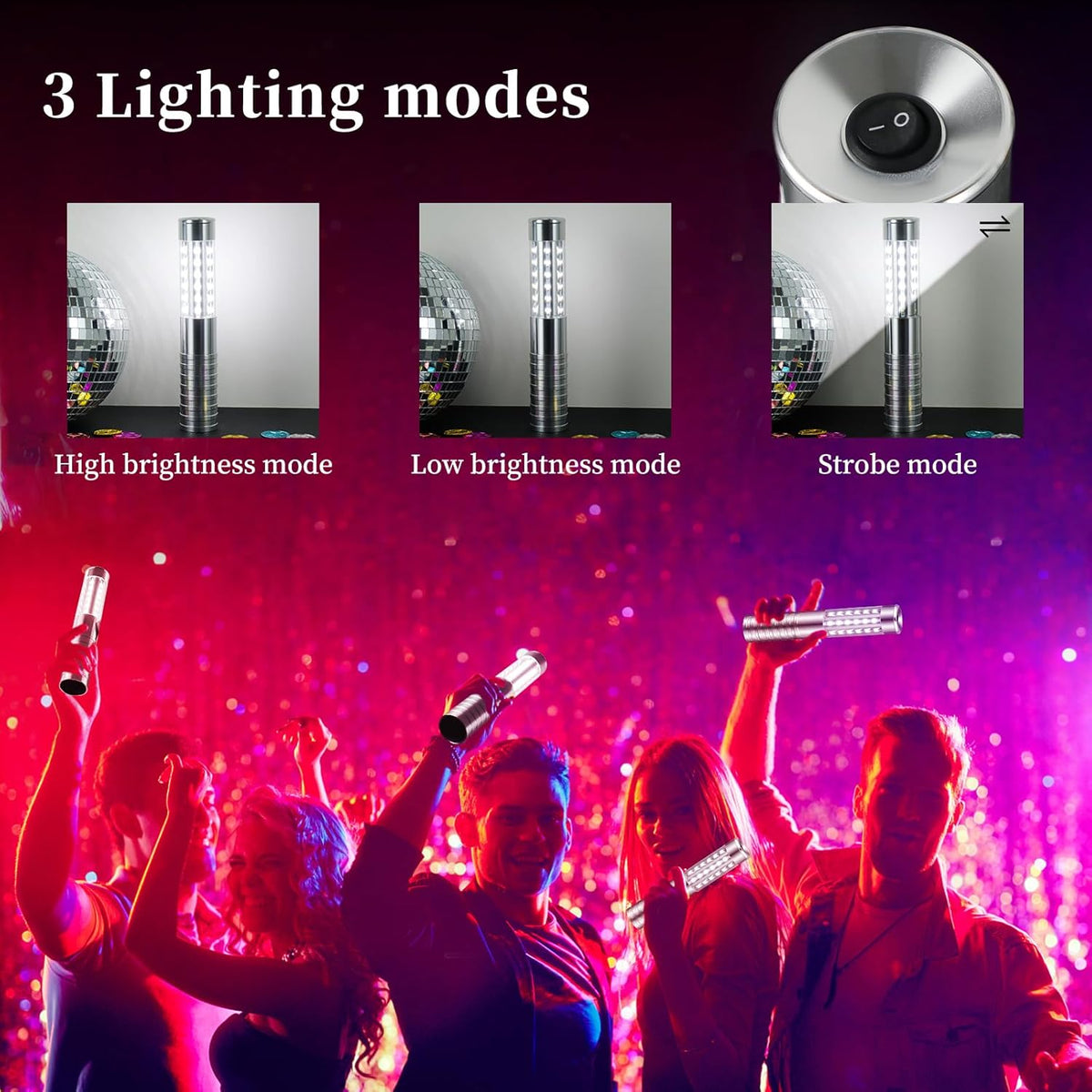 8 Pieces LED Strobe Baton Light Rechargeable Bottle Service Sparklers Stick Reusable Champagne