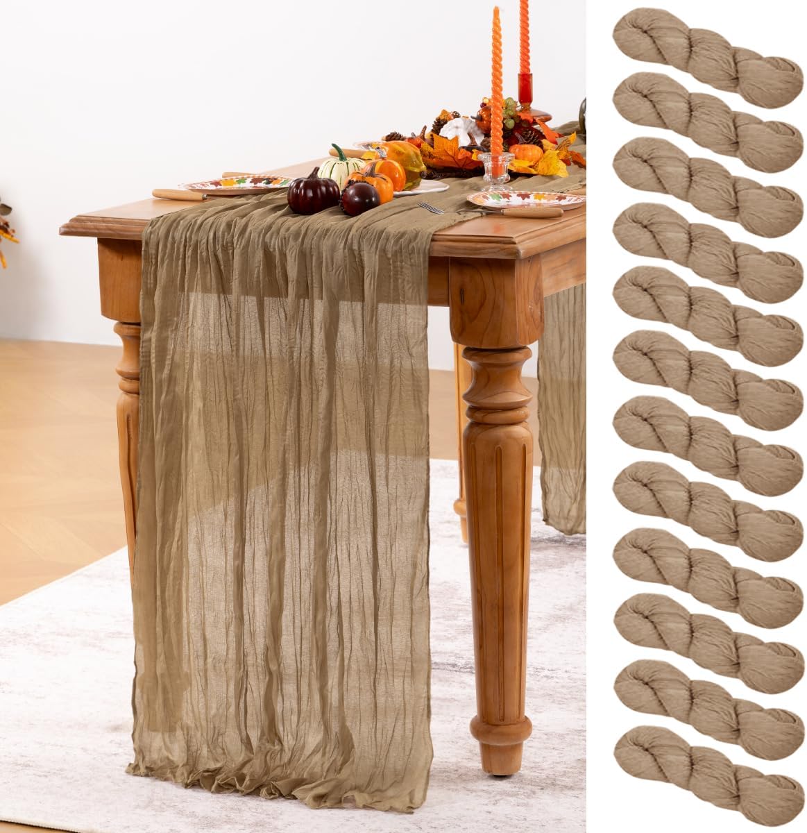 Nude Cheesecloth Table Runner 12 Pack Fall Table Runners Boho Gauze 120 Inches Coffee Cheese Cloth