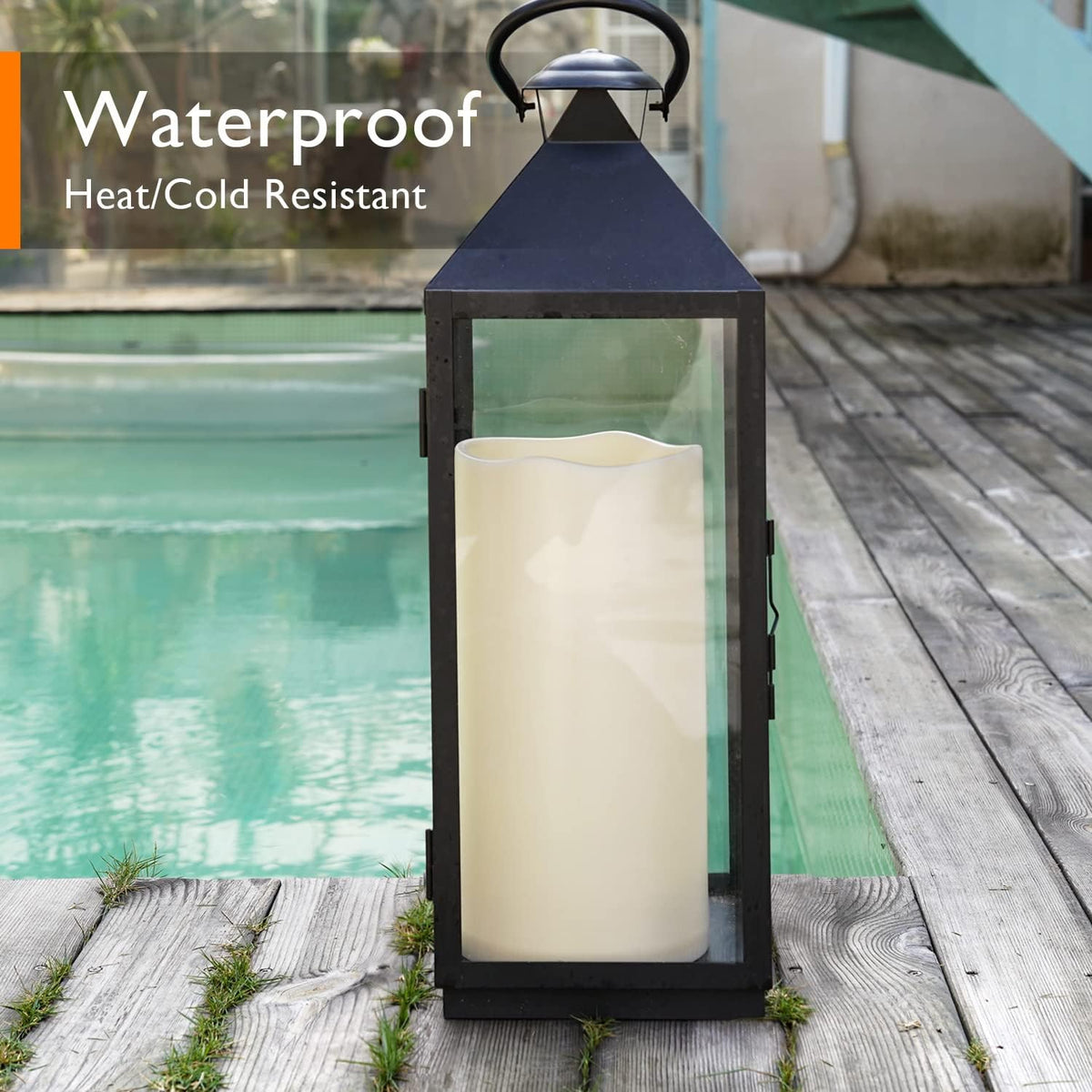 Homemory 6" x 12" Extra Large Outdoor Waterproof Candle with Auto 6-Hour Timer, Ivory Plastic Made