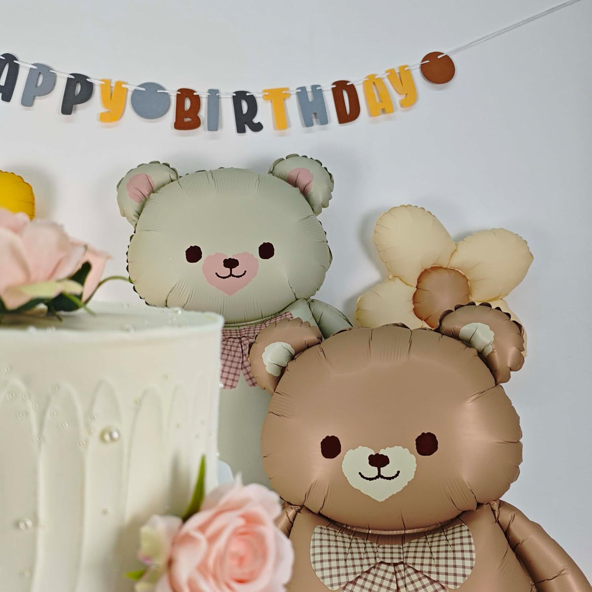 Matte teddy bear balloons Decorations 2PCS Foil Mylar Balloons Little Bear Theme Party Supplies
