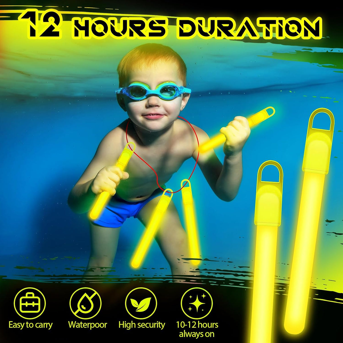 Lewtemi 50 Set 4'' Glow Sticks Bulk, Hallowee Glow in The Dark Party Supplies, Emergency Light