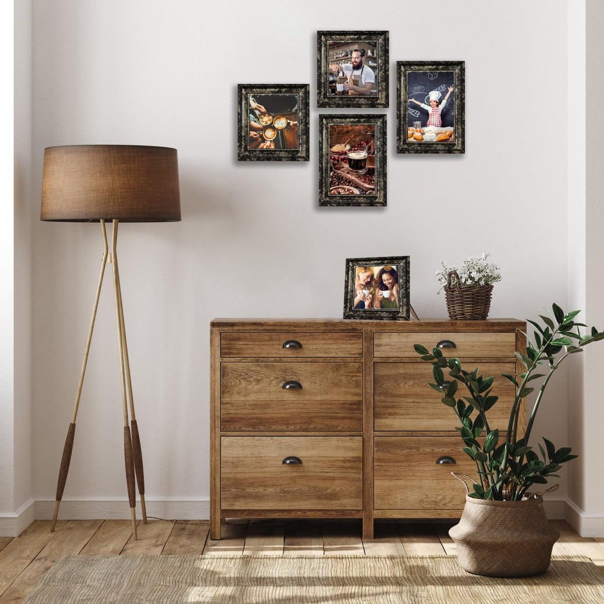 5x5 Picture Frame with Real Glass, 4 set Ornate Vintage Picture Frames for Wall or Tabletop