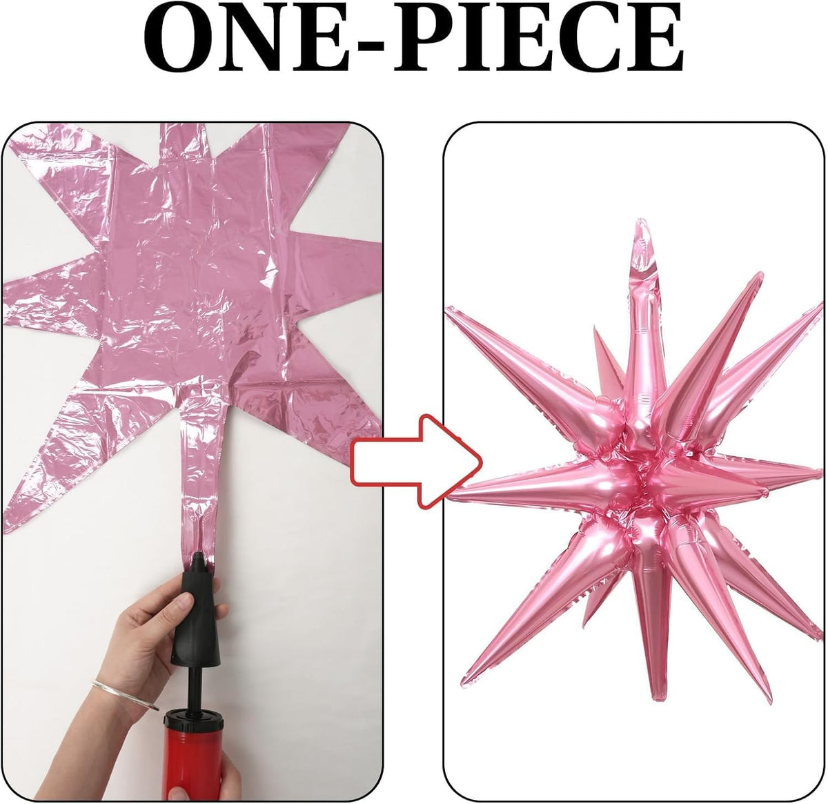 Pink Star Balloons 12pcs, 27/22 Inch Foil Star Explosion Balloons, Large Spike Mylar Cone Balloon