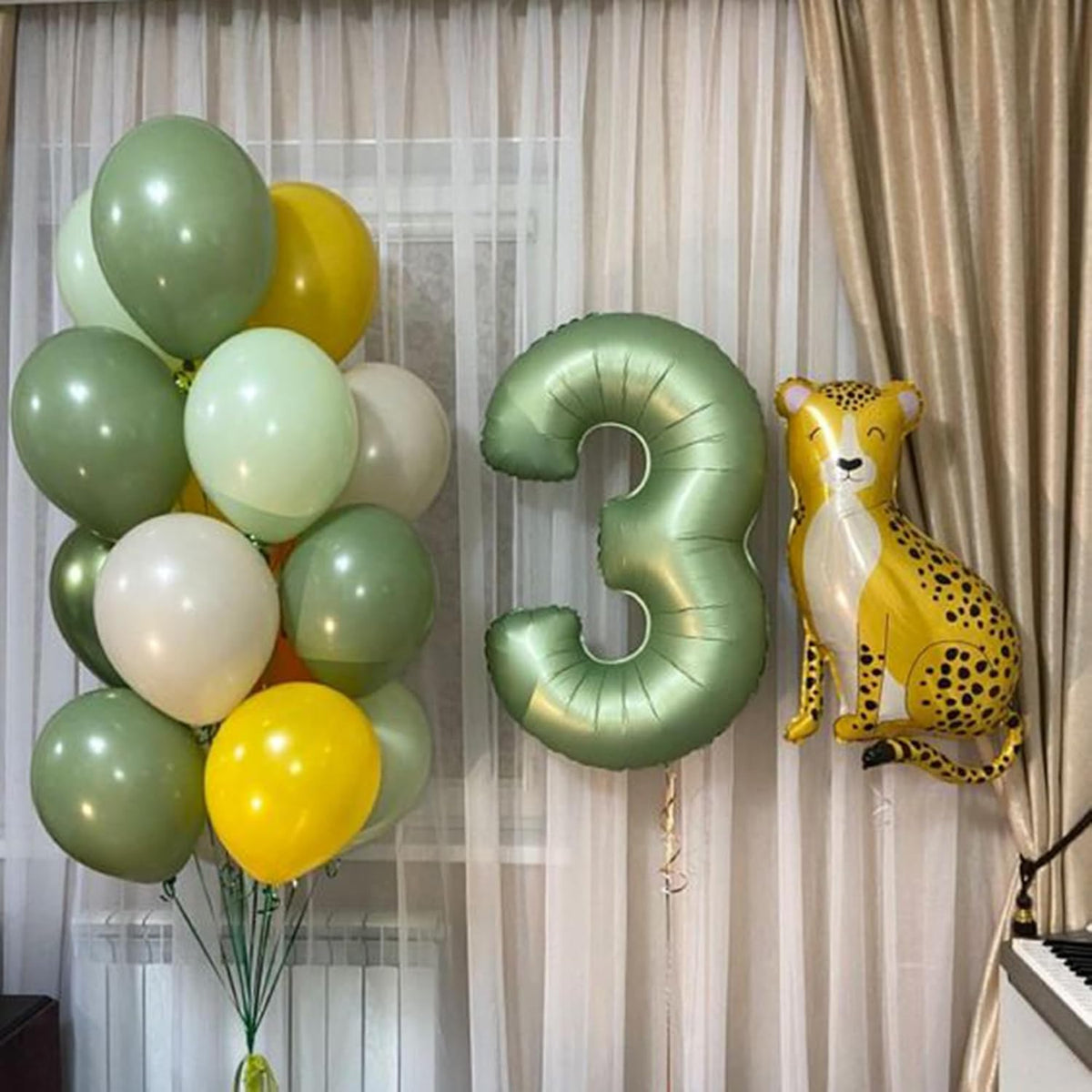40 inch Olive Green Number 3 Balloon Large Jumbo Digit 3 Foil Helium Number Balloon for Wedding
