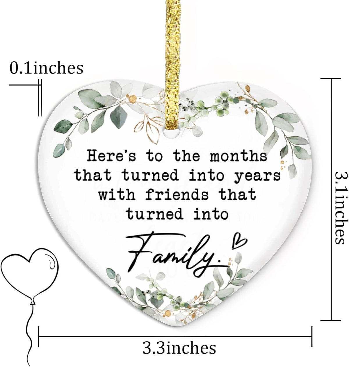 GOSSBY Friendship Ornament for Women for Friend - Friends That Turned into Family - Heart-Shaped