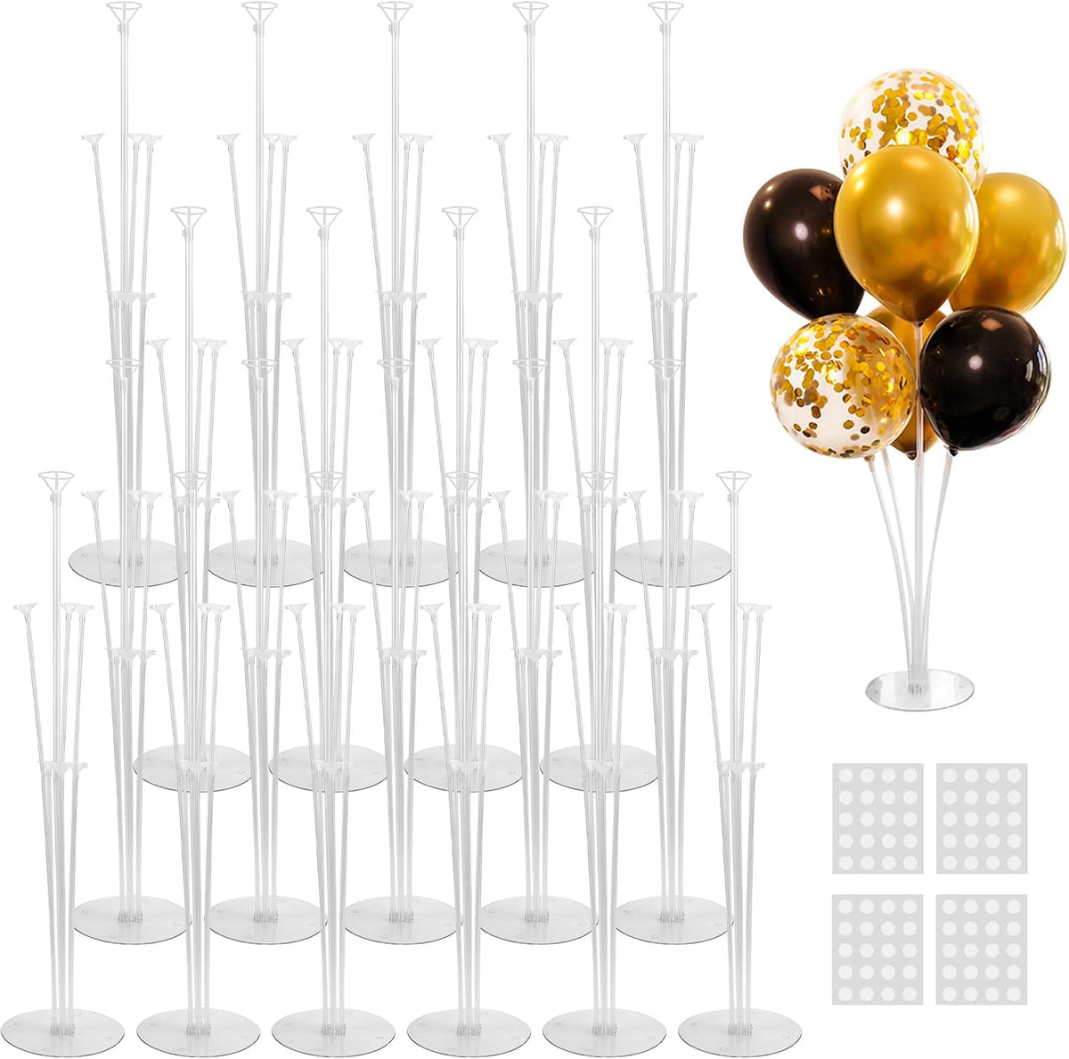 JOYYPOP 20 Sets Balloon Stand Kit, Balloon Sticks with Base Birthday Graduation Party Decorations