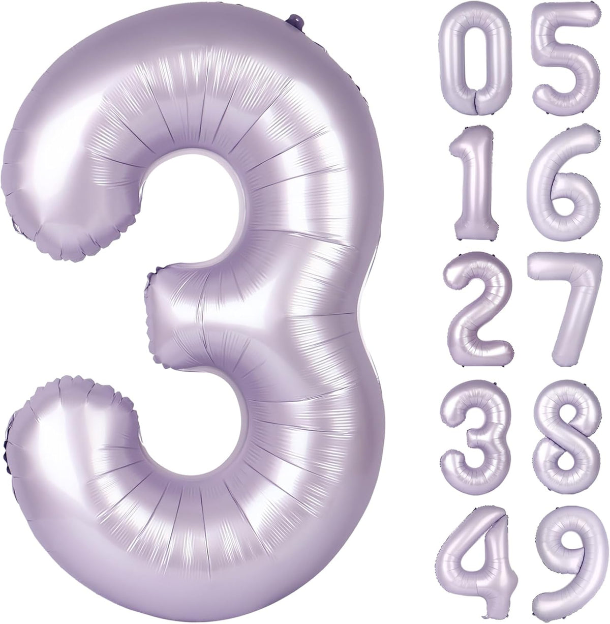 40 Inch Lilac 3 Large Number Balloon, 3 13 23 30 33 36 Lavender Birthday Party Decorations, Number