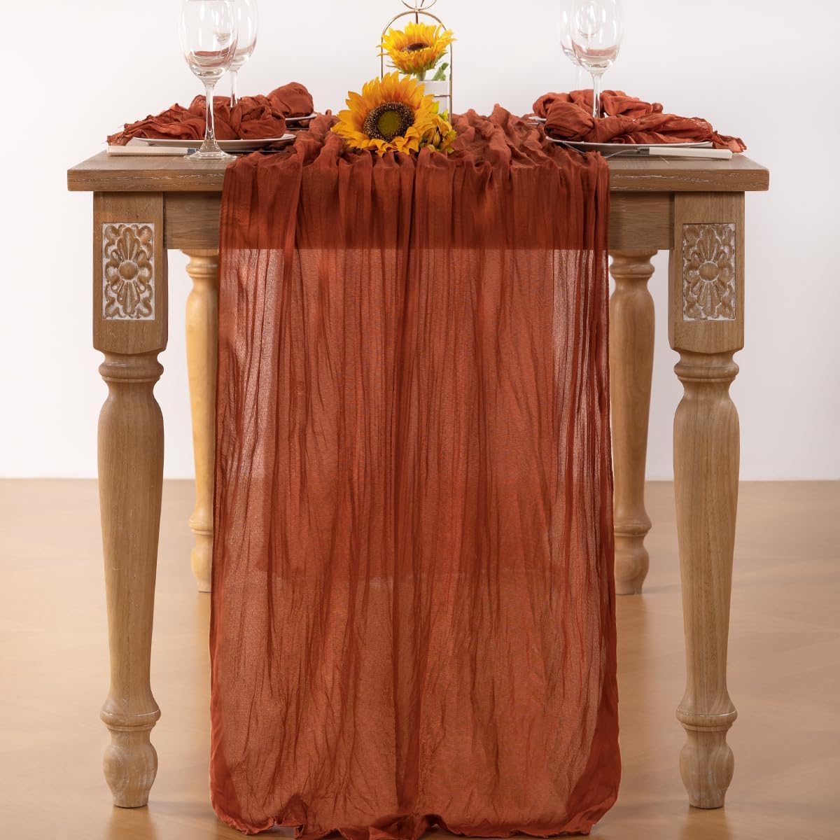 Terracotta Cheesecloth Table Runner Fall Burnt Orange Cheese Cloth Table Runner 120 Inches Rust