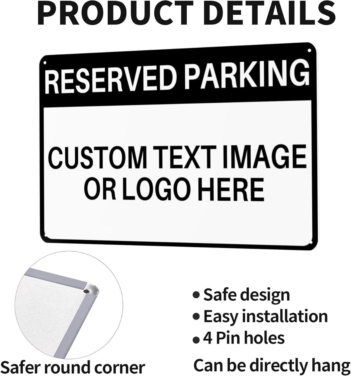 Custom Reserved Parking Metal Sign for Outside Personalized Signs with Photo Text or Logo for