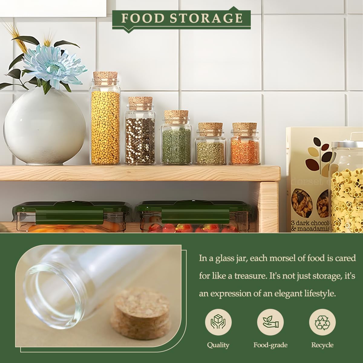 JIUYUE 10 pcs 50 ml Small Glass Bottles with Cork,Jars with Cork Lids(1.69 oz-1.45x2.75 inch)