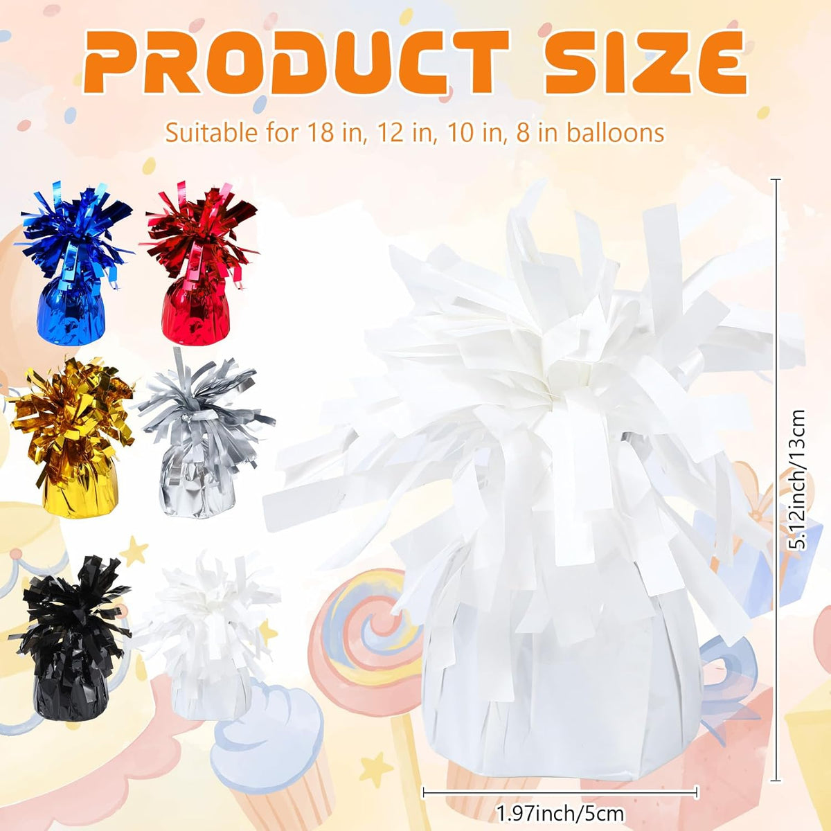6 Pack White Balloon Weights Metallic Holder Anchors Balloon Holder Weights for for Birthday 2025