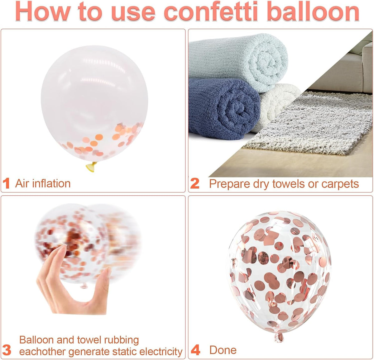 Bezente Rose Gold Confetti Latex Balloons - 60 Pack 12 inch Helium Rose Gold Confetti Balloons for