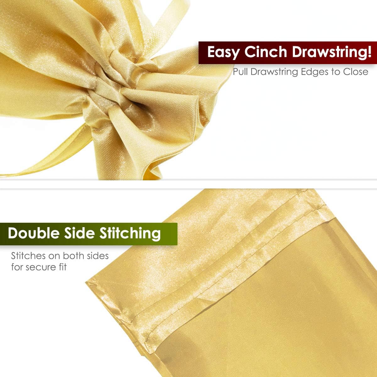6" x 9" Gold Satin Gift Bags, Jewelry Bags, Wedding Favor Drawstring Baby Shower Christmas 50 per