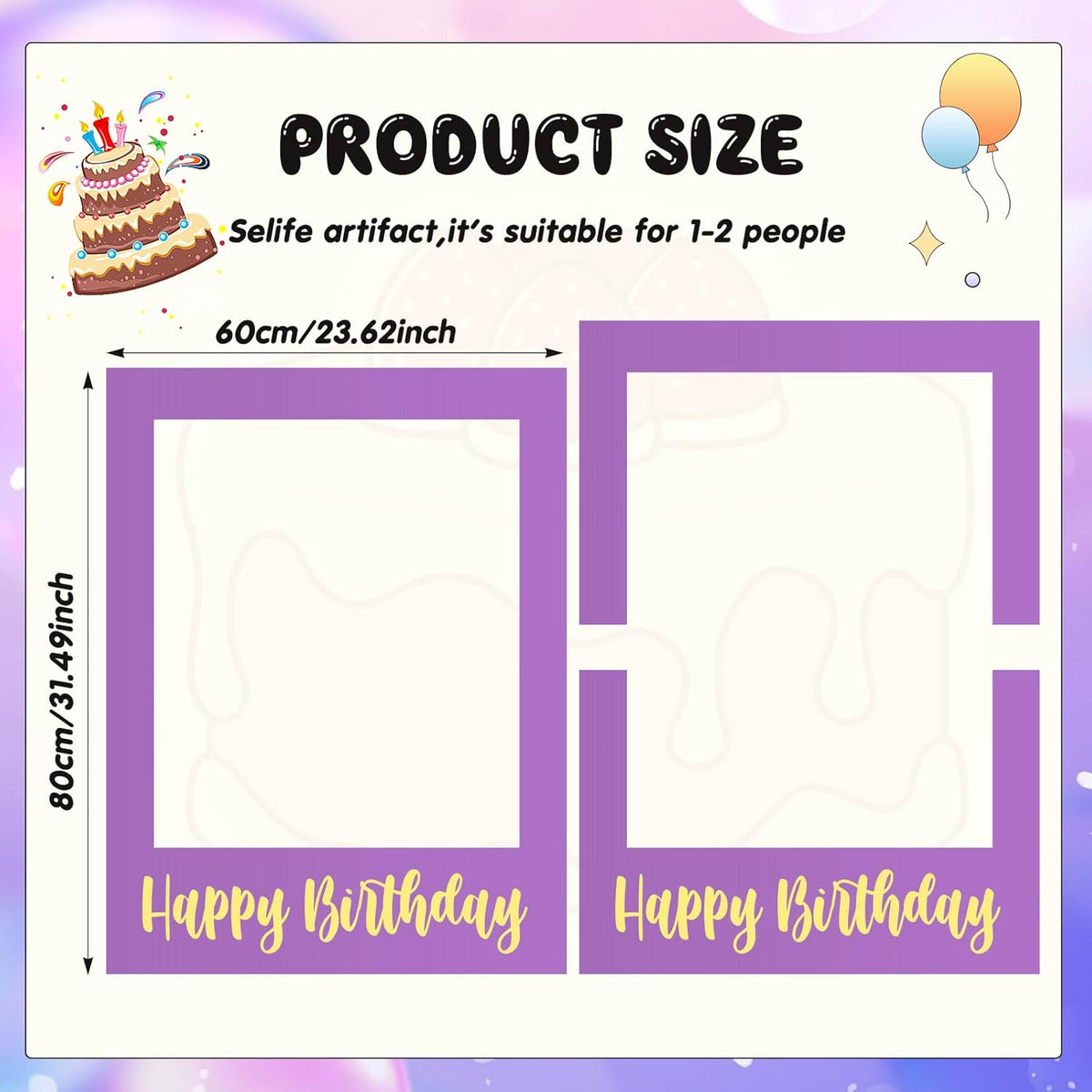 32 x 24 Inch Large Photo Booth Props Picture Frame Happy Birthday Party Frame DIY Cutouts Photo