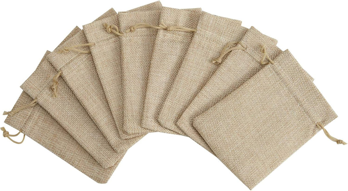 Tendwarm 20 Pcs 5x7 Inch Burlap Gift Bags with Drawstring Recyclable Linen Sacks Jewelry Bag for