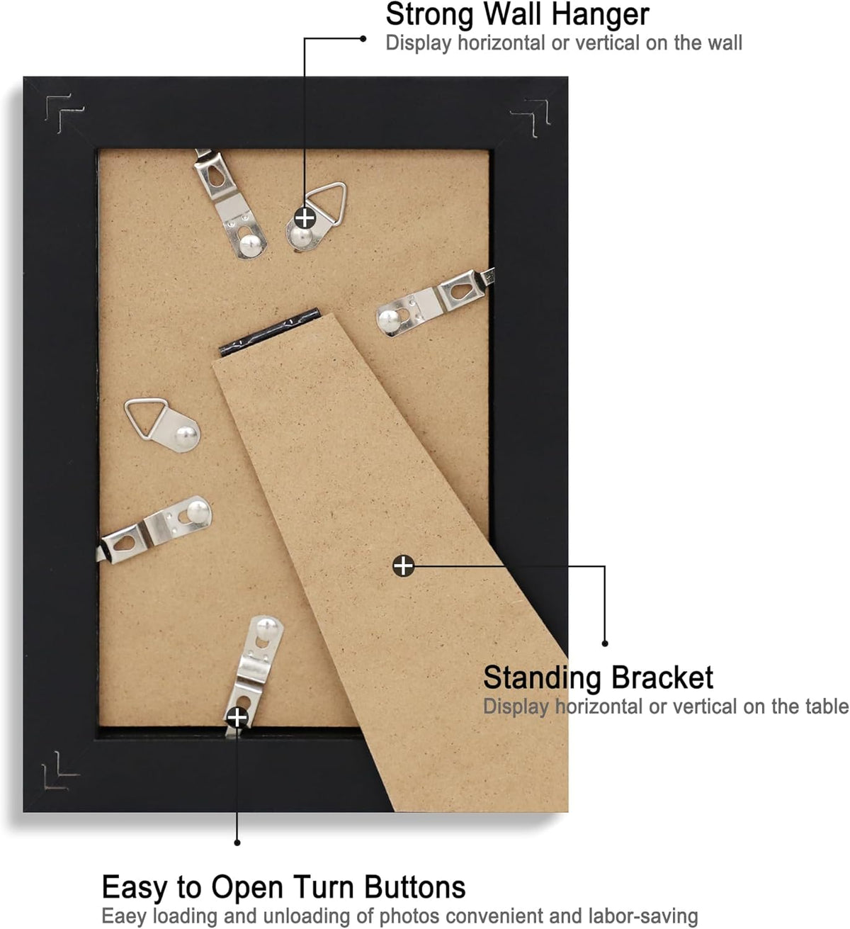 4x6 Picture Frame Set of 4, High Definition Glass Black Picture Frame, 4 x 6 Wood Photo Frames for