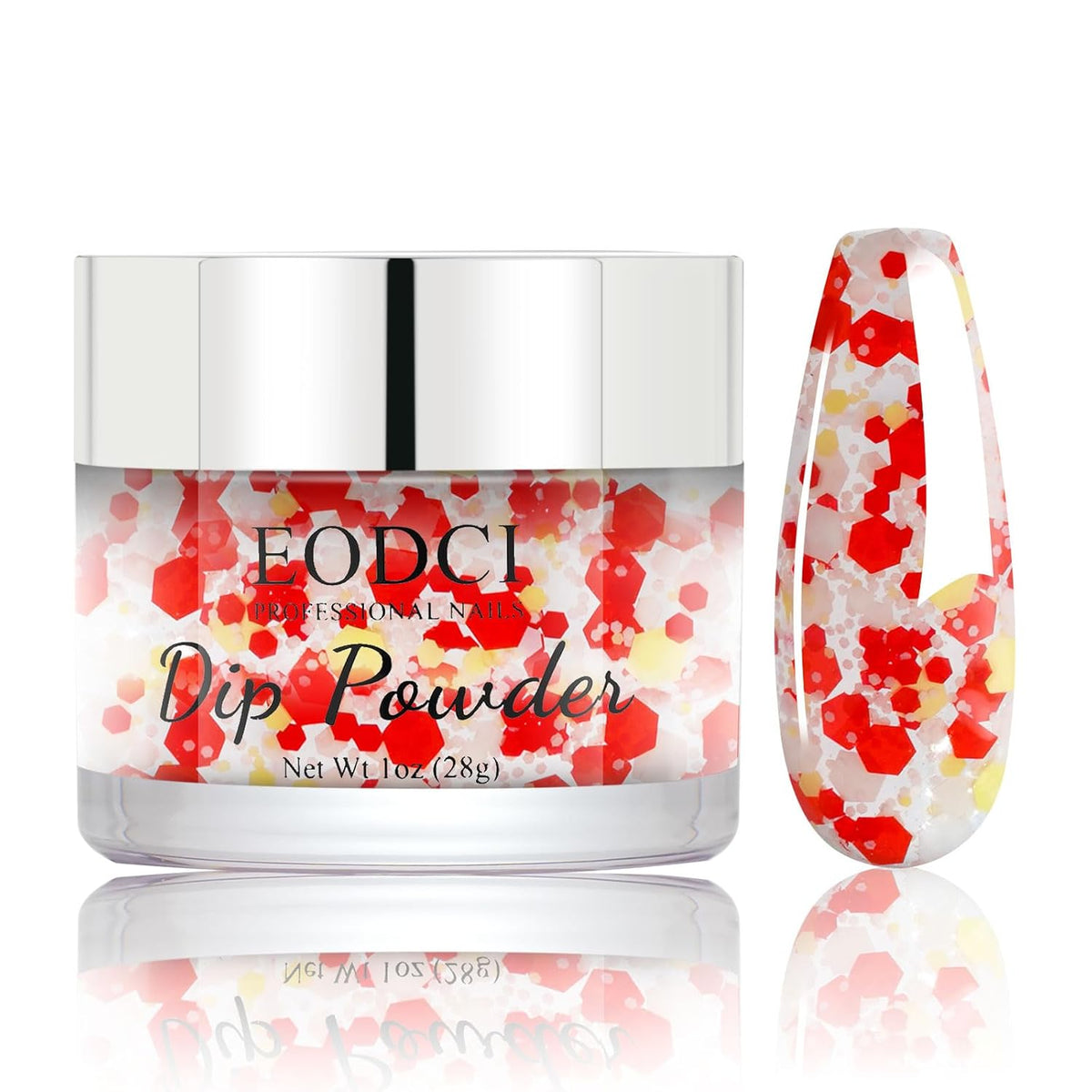 Color Dipping Powder, Red White Yellow Hexagon Sequins Dip powder No Nail Lamp Long Lasting Dip