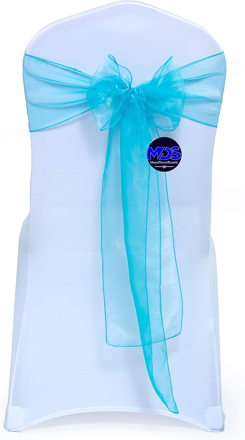 MDS Pack of 200 PCS Organza Chair Sashes Wider Dining Chair Bows Ribbon Tie Back for Wedding Party