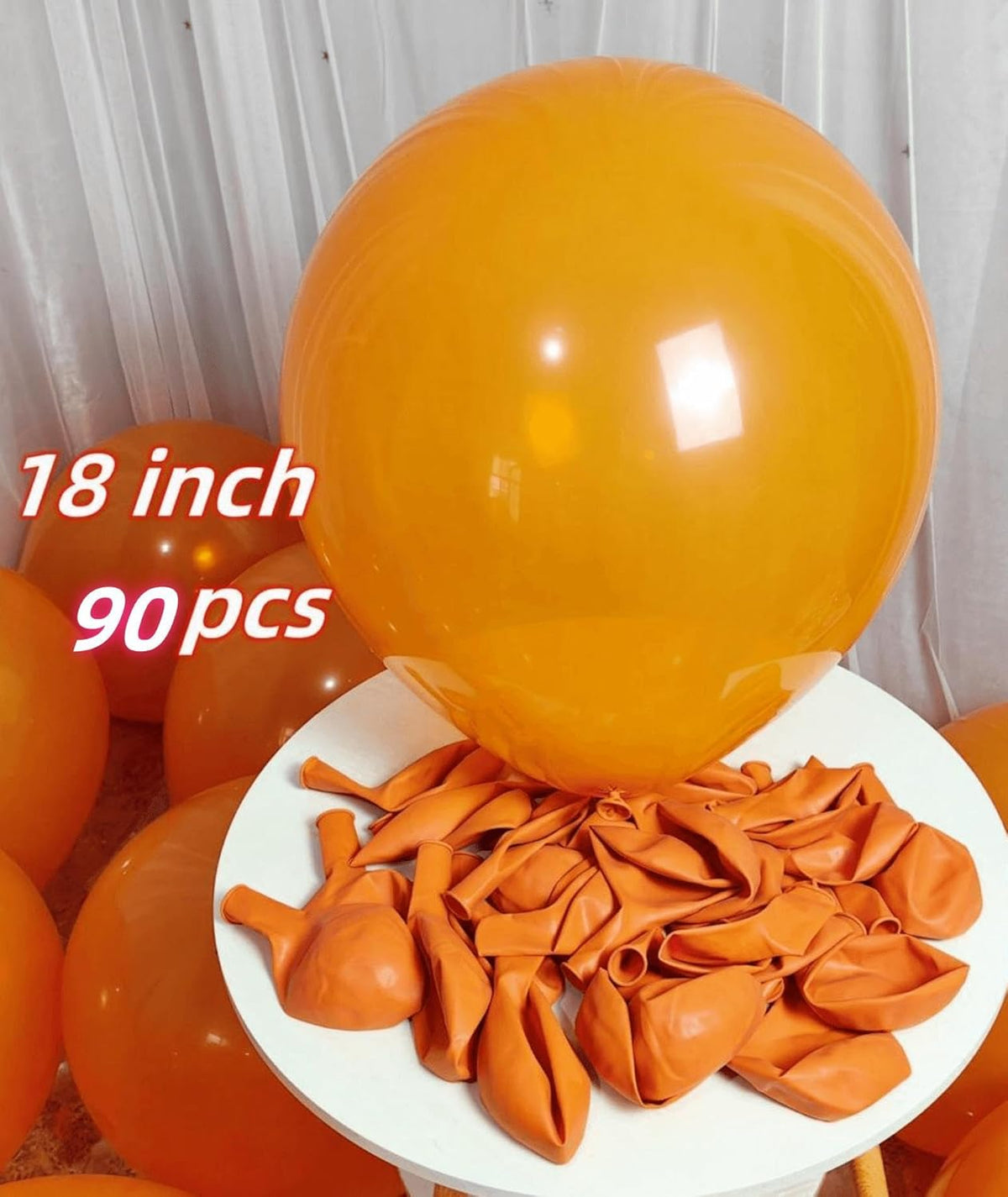 90 Pack Orange Balloons 18 inch Orange Latex Party big Balloon Bulk for Various Party Events