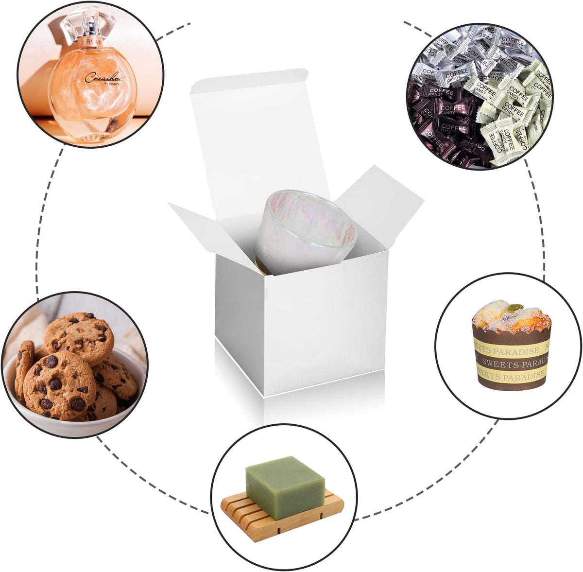 50 Pack Small Favor Boxes, 4x4x4 Silver Paper Gift Boxes with Lids for Presents, Crafting, Cupcake