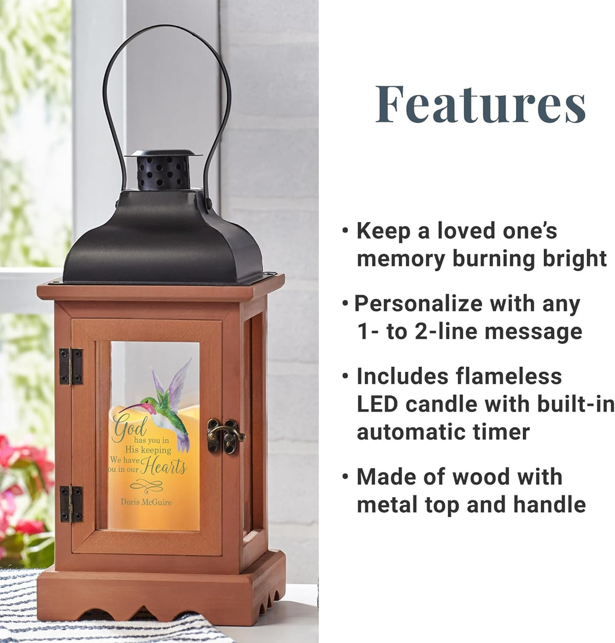 Let's Make Memories Personalized Memorial Lantern - Sympathy - Condolences - in Memory - LED Candle
