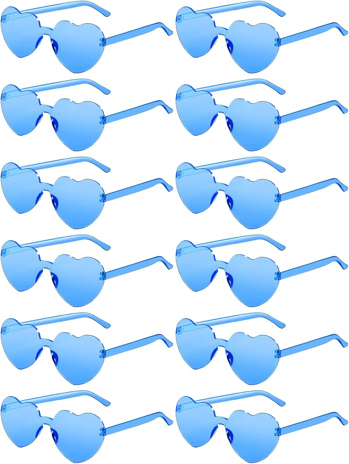 12 Pairs Heart Shaped Sunglasses for Women Colorful Glasses Fun Trendy Transparent Heart Sunglasses