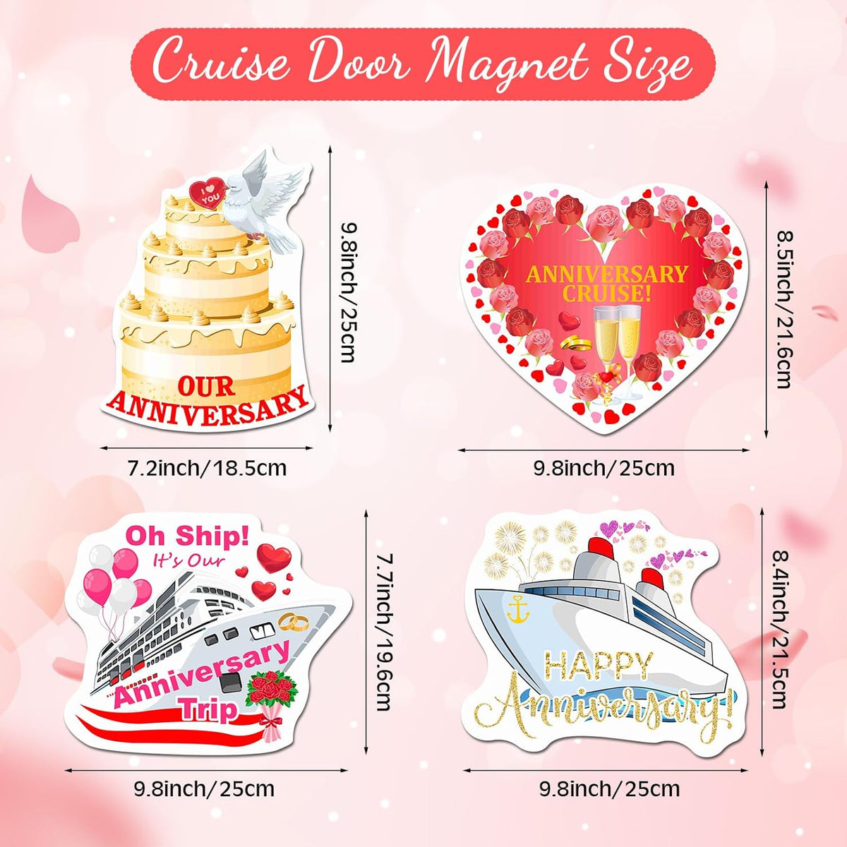 Hoteam 4 Pcs Anniversary Cruise Door Decorations Magnetic Large Happy Anniversary Cruise Ship Door