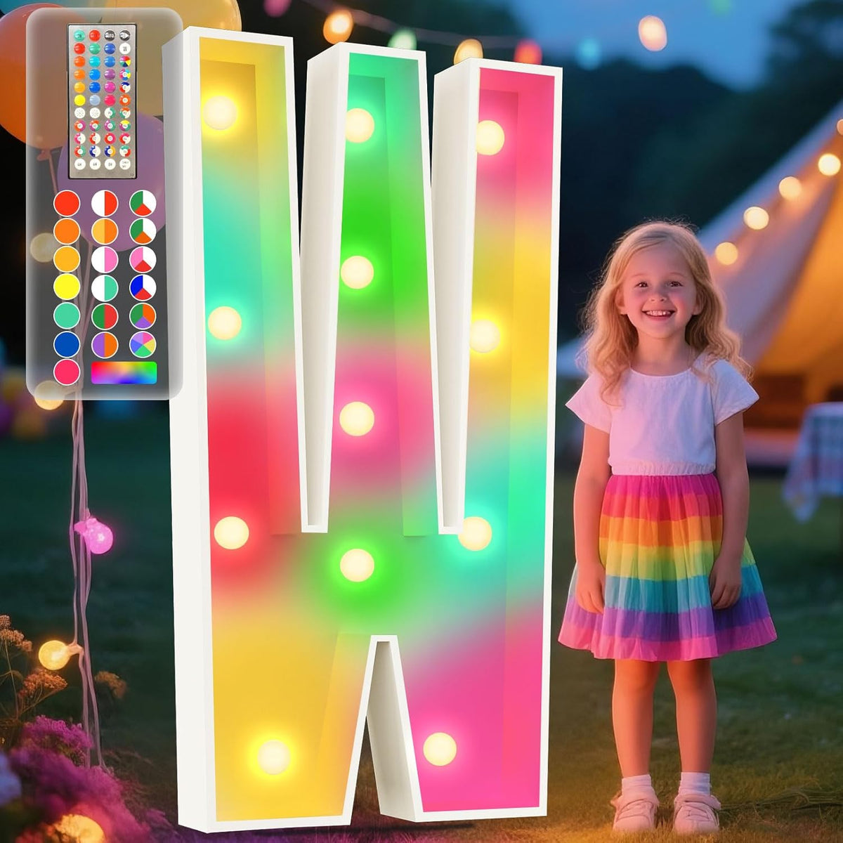 Ledido 4FT Marquee Light Up Letters, 34 Colors Changing Marquee Letter 4 Feet Tall with Remote, Big