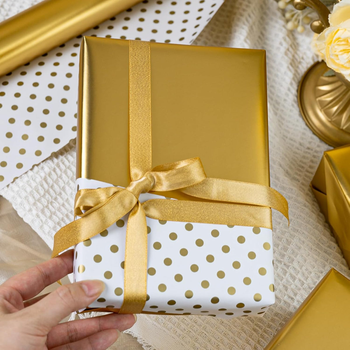 Garbendy Gift Wrapping Paper Roll-Solid Color Pearly-Lustre Paper,Perfect for Wedding, Valentine's