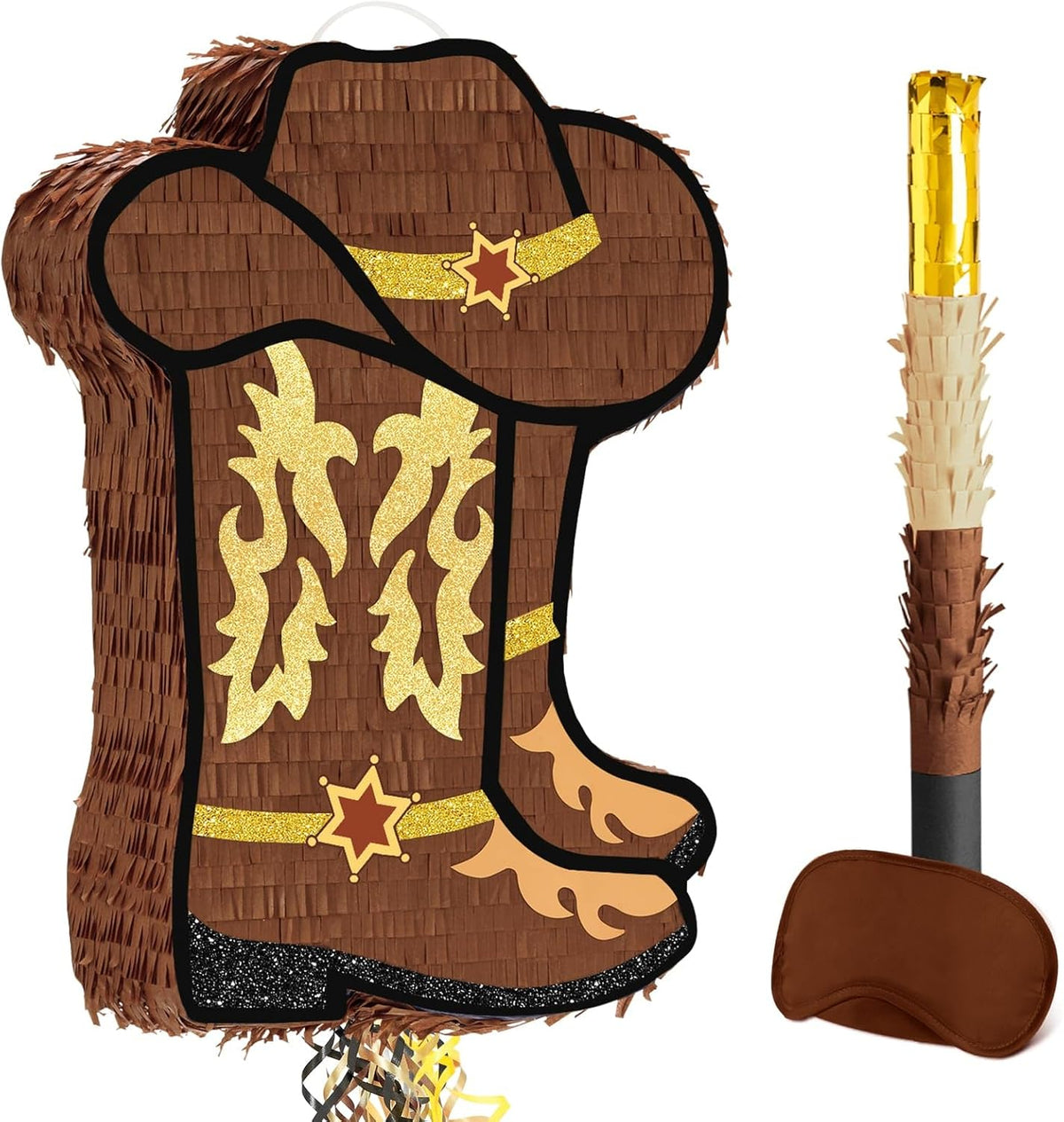 WERNNSAI Western Cowgirl Boot Piñata - Cowboy Hat Pinata Game Western World Theme Party Decorations