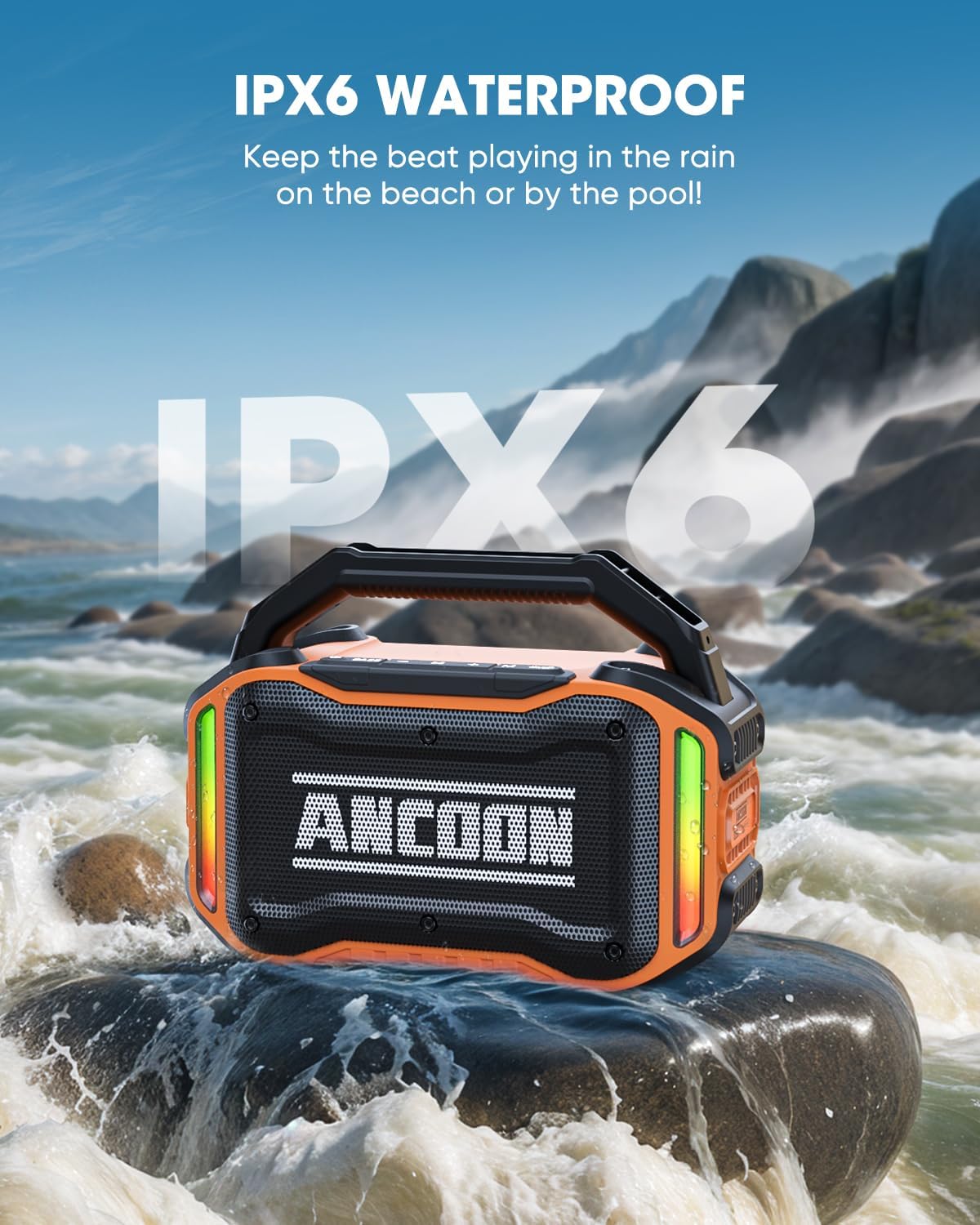Speakers Bluetooth Wireless: 80W(Peak) Loud Speaker with Bass, 20H Playtime, IPX6 Waterproof, Large