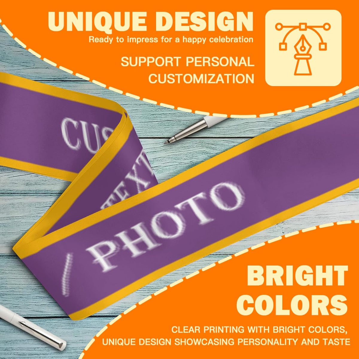 Custom Sash,Personalized Birthday Sash with Text Photo,Customized Bachelorette Sash Quote Sash