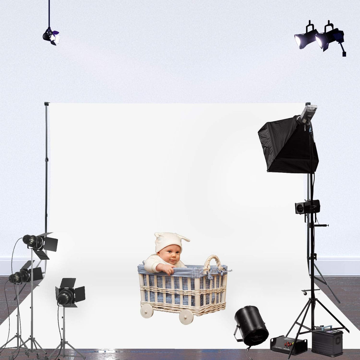 ISSUNTEX 5X7 ft Background Muslin Backdrop, Photo Studio, Collapsible High Density Screen for Video