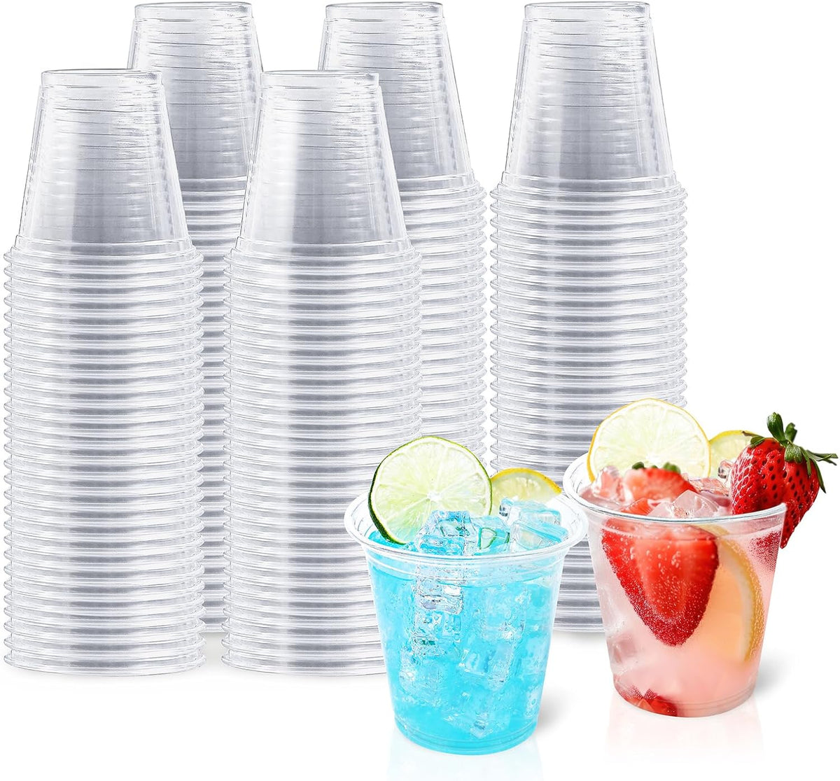 500 Pack 9 oz Clear Plastic Cups, Thickened Disposable Drink Clear Cups for Party, Higher Heat