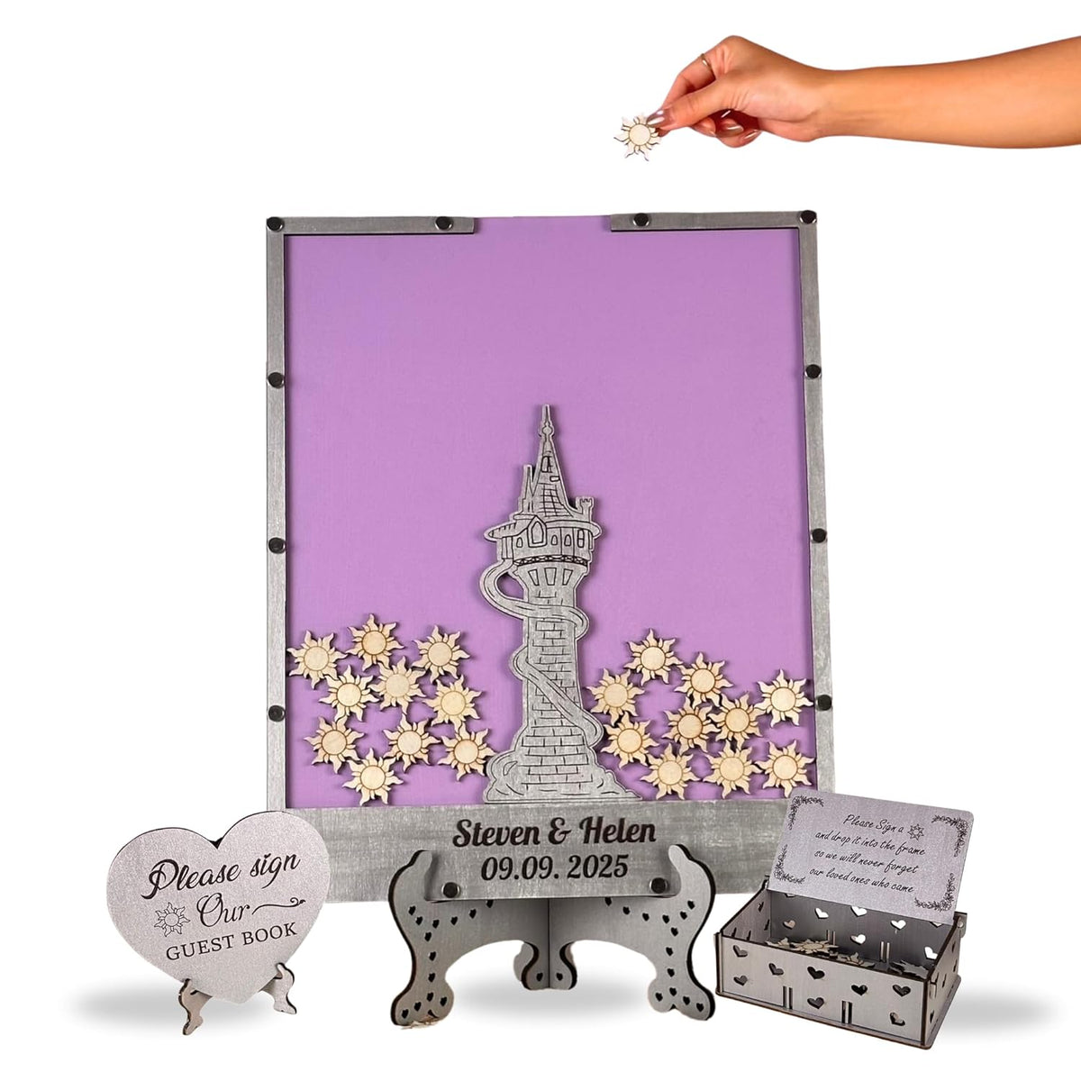 Tangled Guest Book for Wedding | Silver Princess Tower Guest Book Alternative | Fairytale Wedding