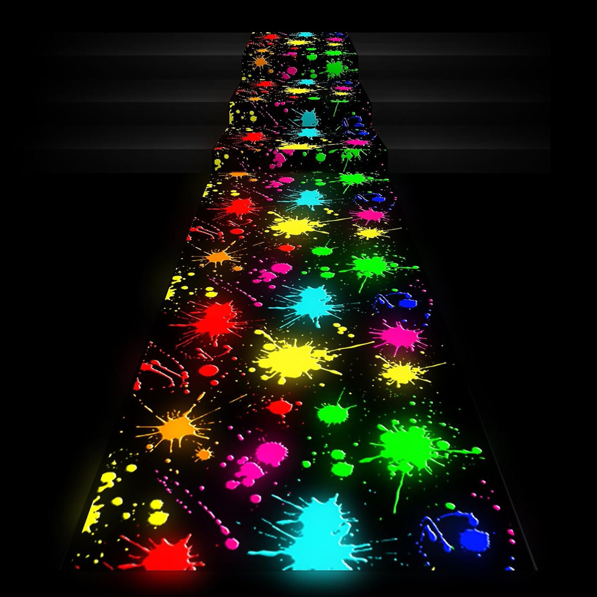 Haull 118 x 39 Inch Neon Light up Dance Floor Glow in The Dark Runner UV Reactive Blacklight Floor