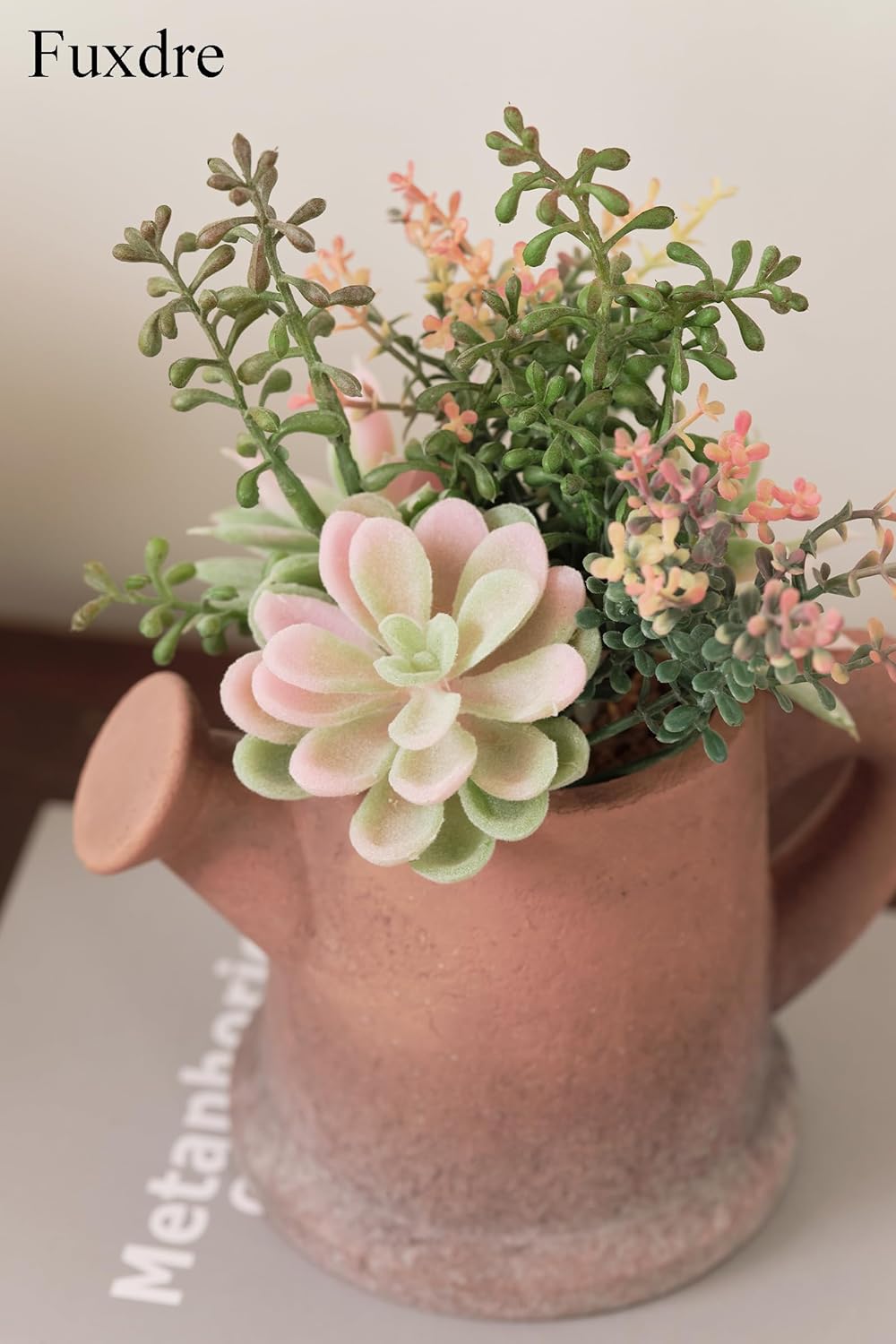2-Pack Artificial Succulent Plants in Vintage Pots - Waterproof Fake Plants for Home Office Desk