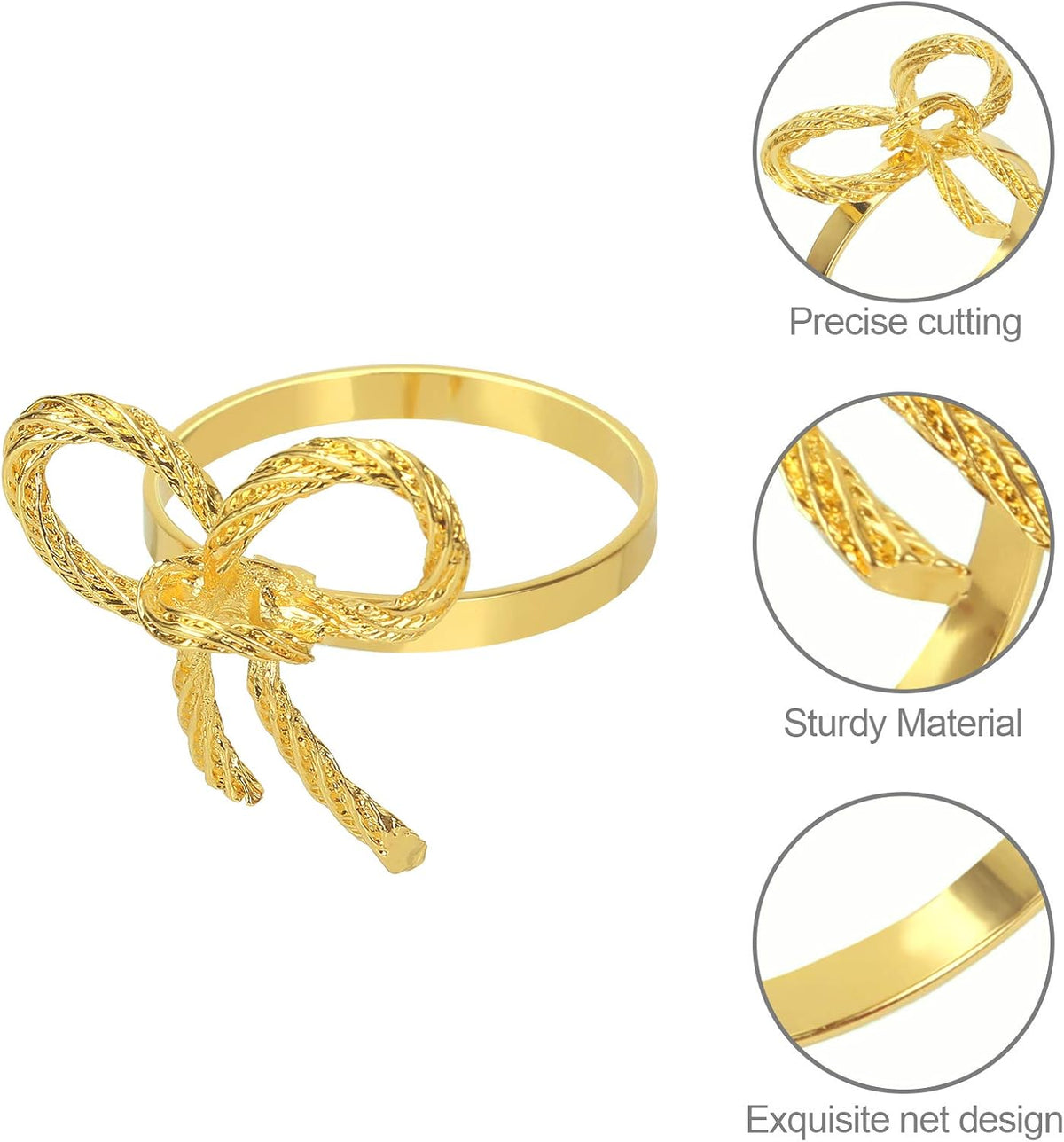 Pack of 6 Napkin Rings Alloy Hollow Out Flower Napkin Holder Dinning Table Napkin Ring for Dinner