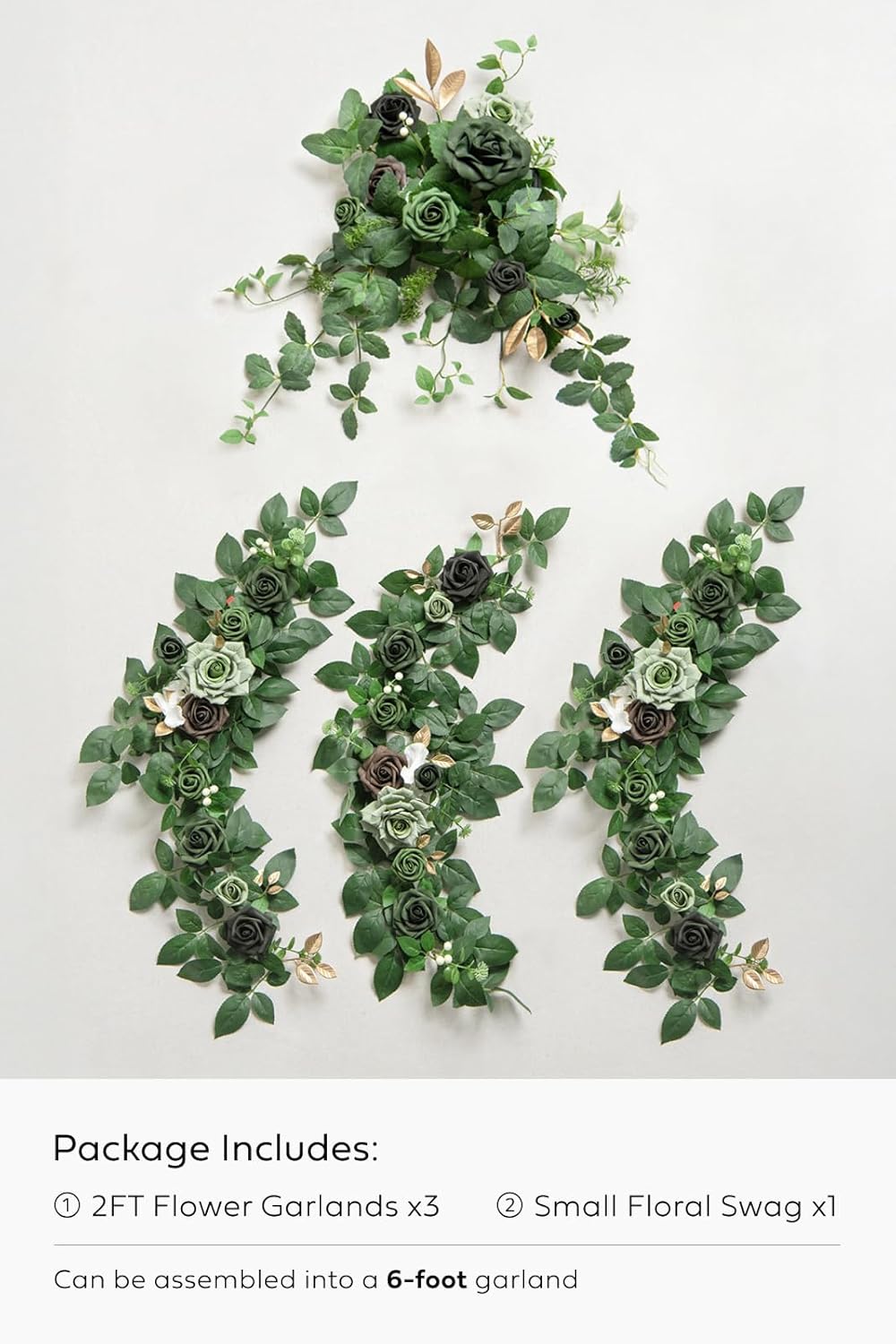 Ling's moment Eucalyptus Garland with Flowers 6FT，Table Runner with Flowers Marsala Mantle Decor