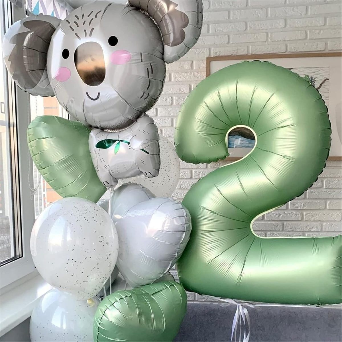 Sage Green Number 3 Balloon, 40In Large Foil Number Balloons Set 0-9 for Women, Self Inflating