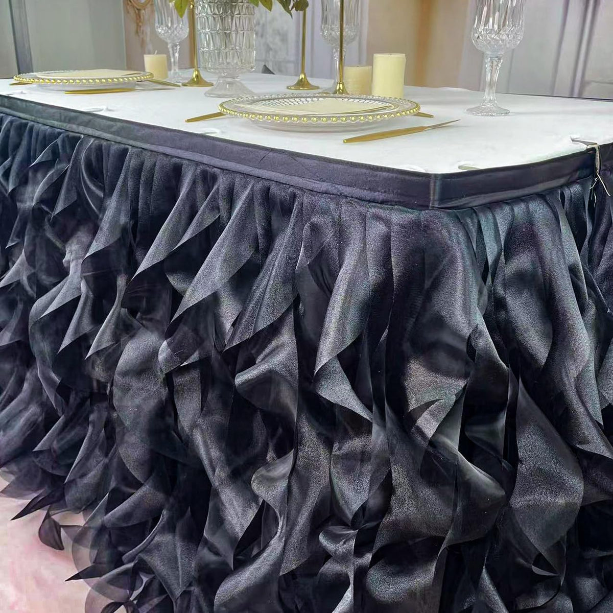 Luxury Organza Mesh Table Skirt Draping Floating Romance - Perfect for Bridal Showers, Birthday