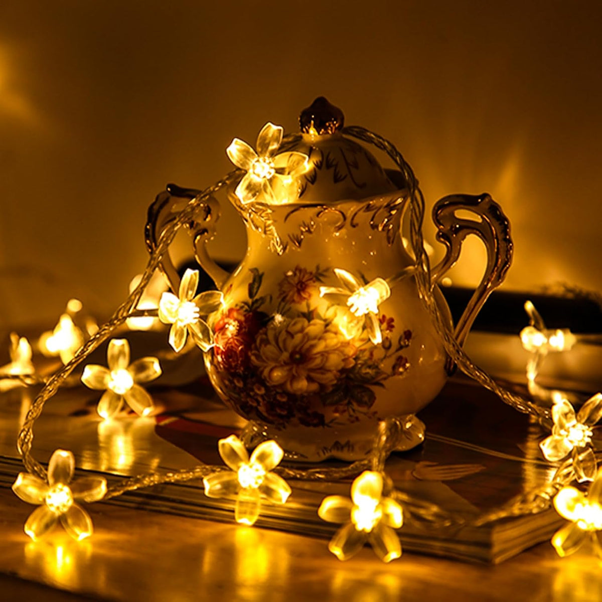 Decorative Flower String Lights for Bedroom, Battery Operated & USB Plug in 10 FT 30 LED Cute Fairy