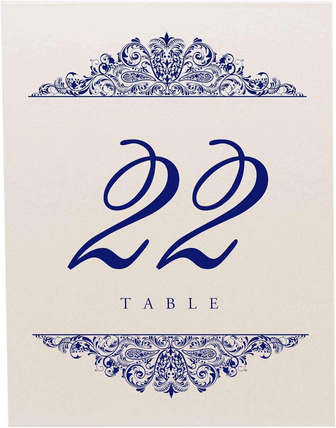 Paisley Wedding Table Numbers (Select Color/Quantity), Champagne, Navy, 1-150, Double Sided, Tent