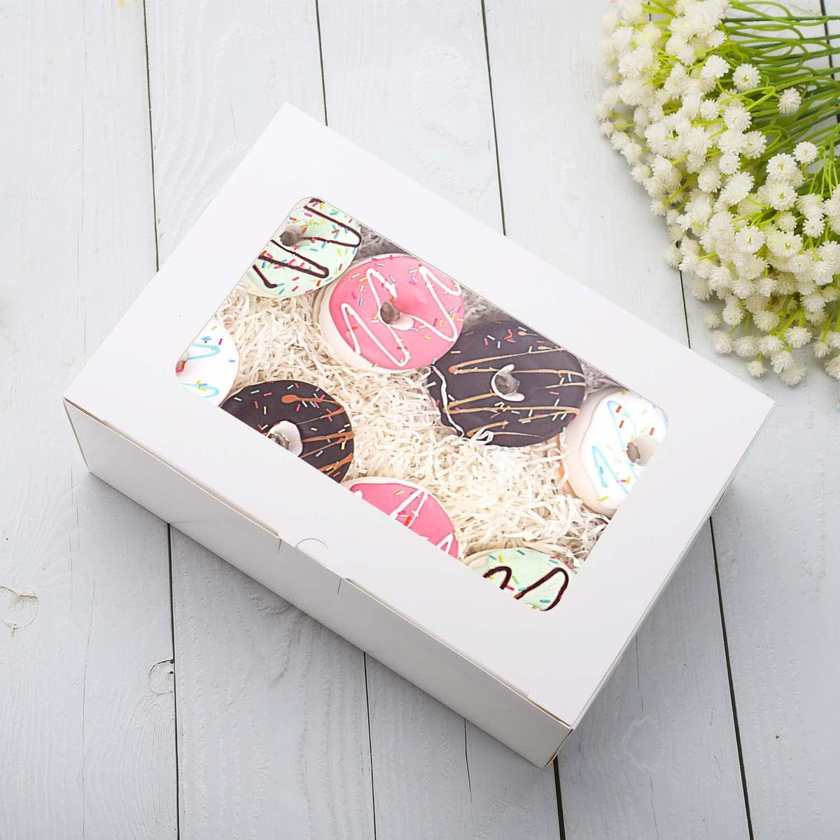 10-Set Cupcake Boxes with Inserts and Window Hold 6 Cupcakes,Cupcake Containers Bakery Cake