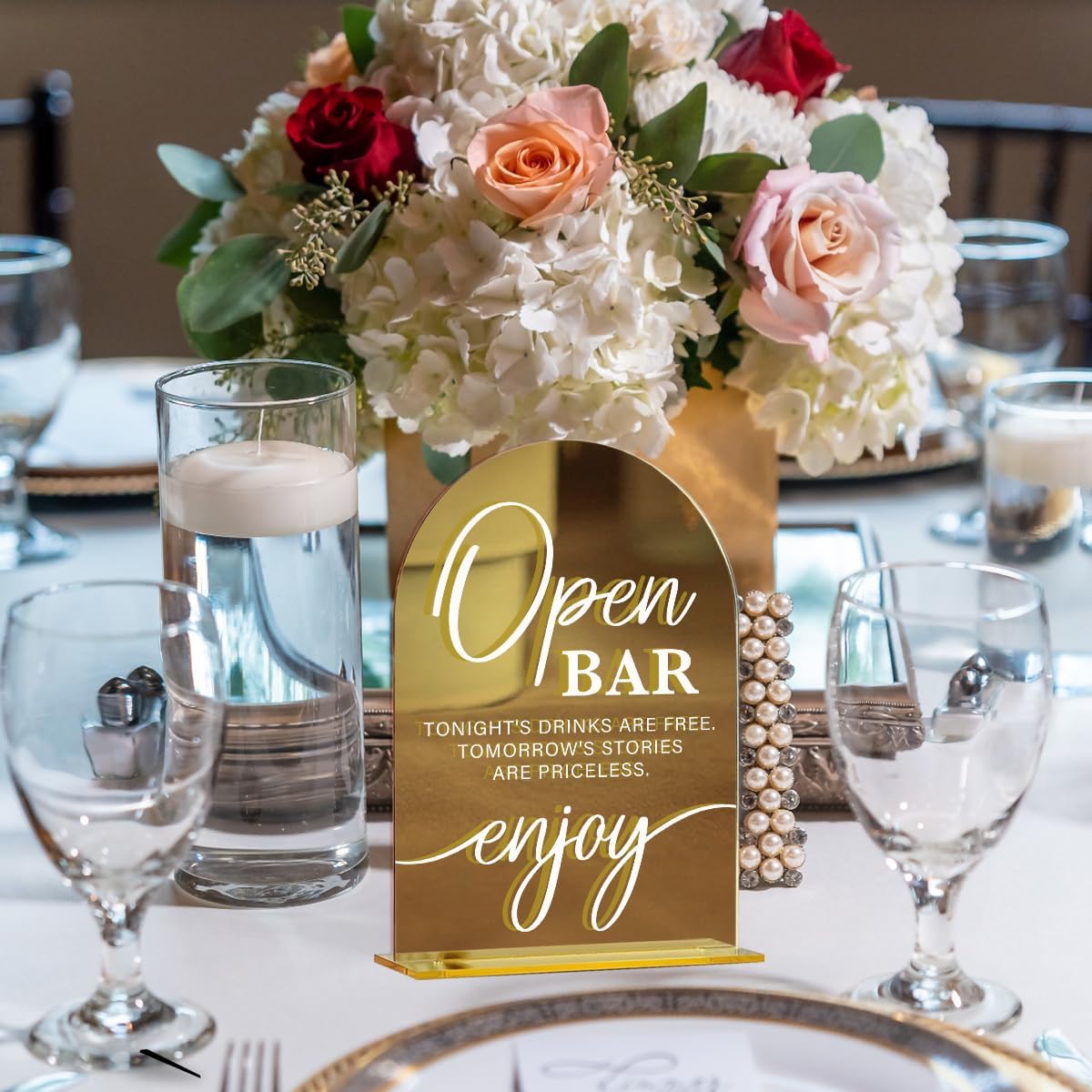 Acrylic Wedding Sign, Bridal Shower Decorations, Open Bar Sign for Ceremony, Modern Font Table