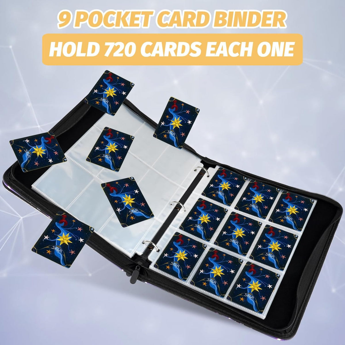 Trading Card Binder for MTG Cards, Premium 9 Pocket Card Binder, 720 Double Sided Pocket Collector